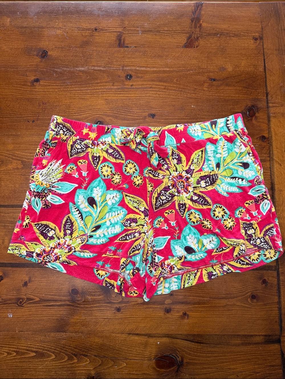 Vera Bradley Colorful Floral Print Pajama Shorts with Teal & Yellow Motif